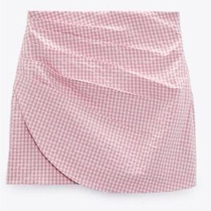 Zara pink & white gingham skirt